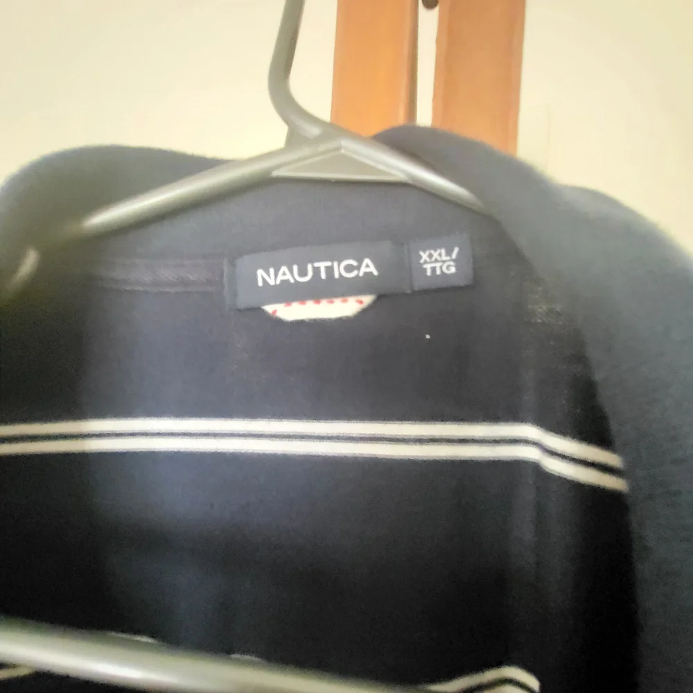 Nautica Men's Polo Shirt in Navy and White Stripes - Picture 2 of 2